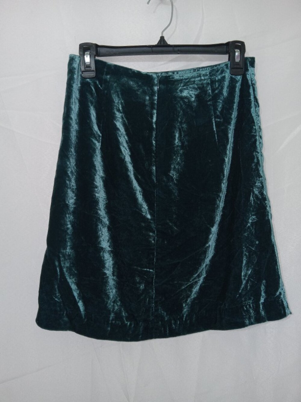 Anthropologie Velvet Mini Skirt Teal Green Ruched Front Womens Size 6 Holiday - Picture 4 of 11